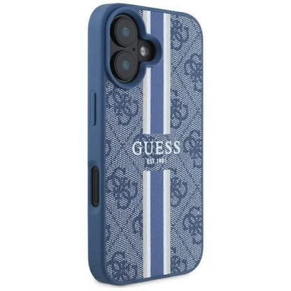 Husa MagSafe pentru Apple iPhone 16, Guess, 4G Printed Stripes, Albastra