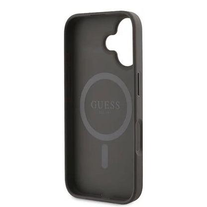 Husa MagSafe pentru Apple iPhone 16, Guess, 4G Ring Classic Logo, Maro