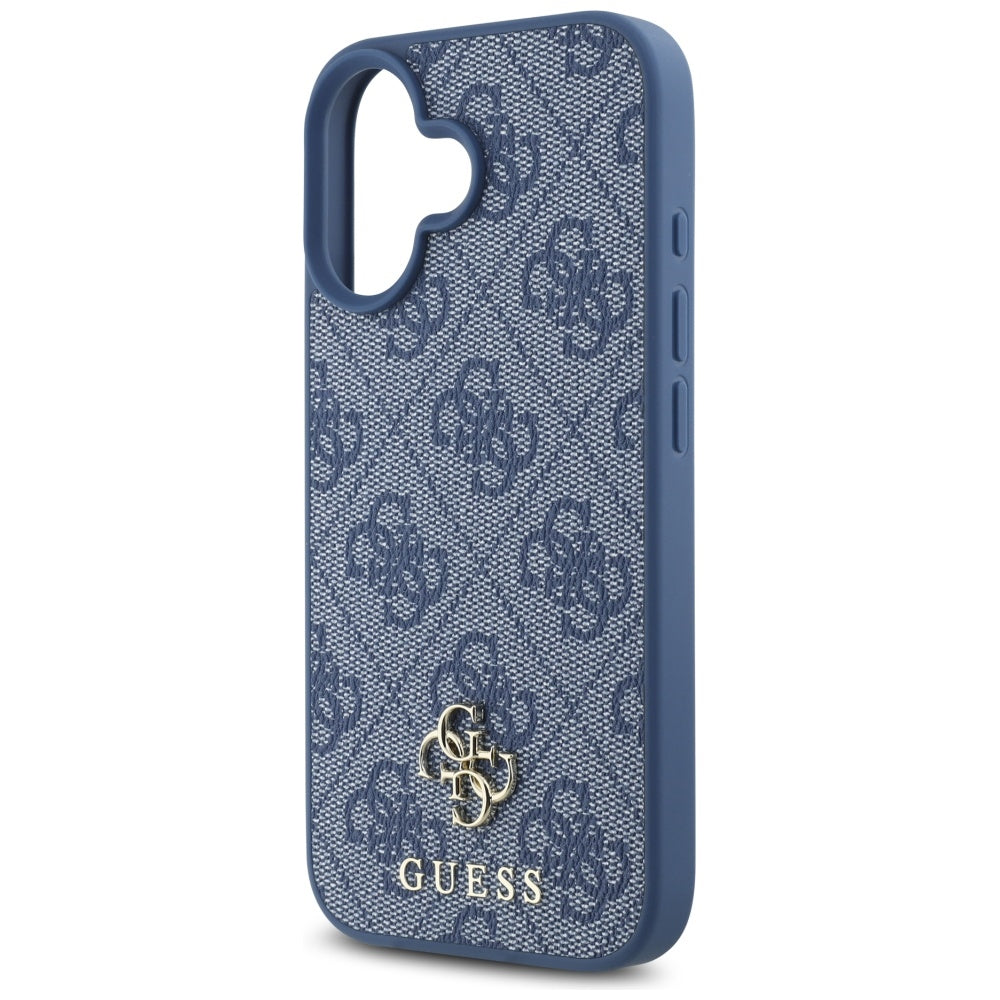 Husa MagSafe pentru Apple iPhone 16, Guess, 4G Small and Classic Logo, Albastra