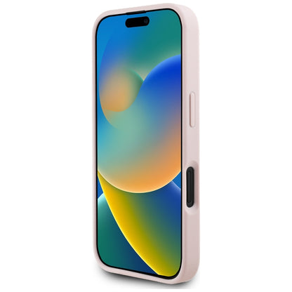 Husa MagSafe pentru Apple iPhone 16, Guess, Grained Flowers, Roz