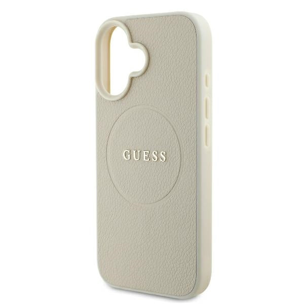 Husa MagSafe pentru Apple iPhone 16, Guess, Grained Gold Ring, Bej