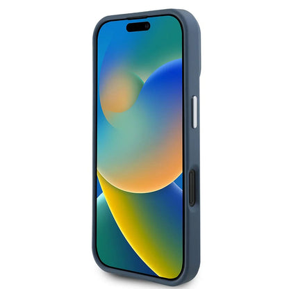 Husa MagSafe pentru Apple iPhone 16, Guess, Grained Triangle Logo, Neagra