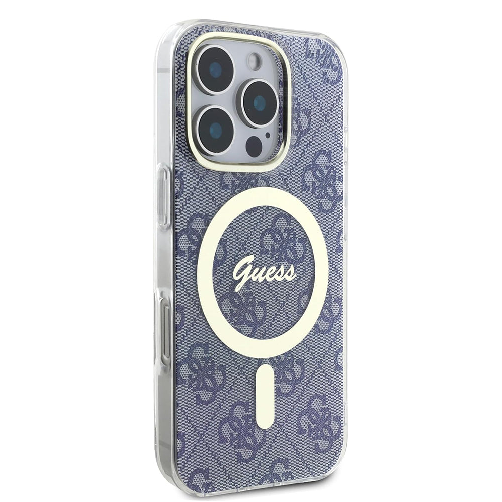 Husa MagSafe pentru Apple iPhone 16, Guess, IML 4G, Albastra