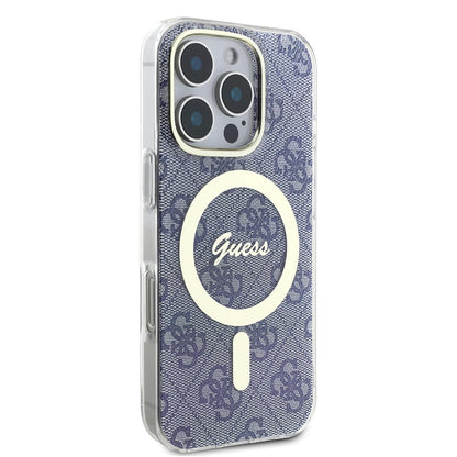 Husa MagSafe pentru Apple iPhone 16, Guess, IML 4G, Albastra