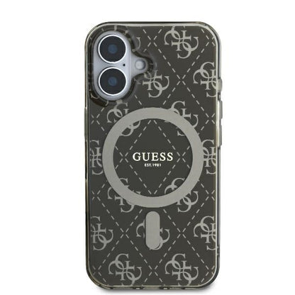 Husa MagSafe pentru Apple iPhone 16, Guess, IML 4G Background, Maro