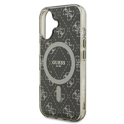Husa MagSafe pentru Apple iPhone 16, Guess, IML 4G Background, Maro
