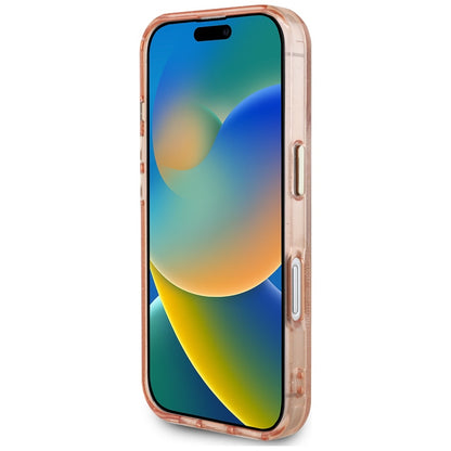 Husa MagSafe pentru Apple iPhone 16, Guess, IML Glitter 4G Circle Triangle, Roz