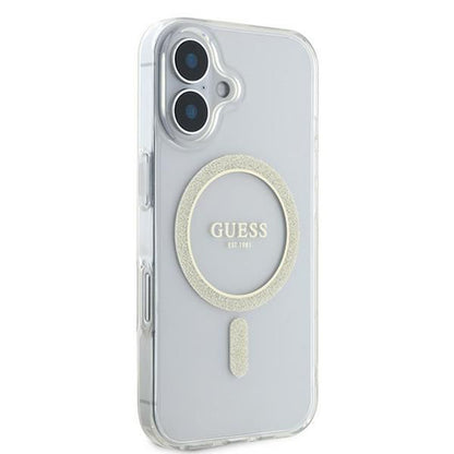 Husa MagSafe pentru Apple iPhone 16, Guess, IML Glitter Circle, Transparenta