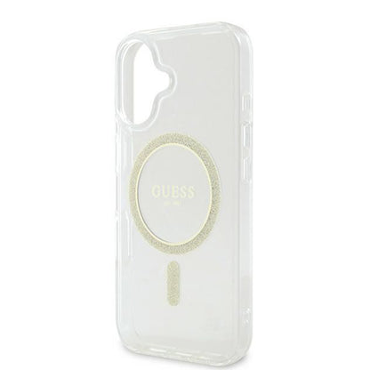 Husa MagSafe pentru Apple iPhone 16, Guess, IML Glitter Circle, Transparenta