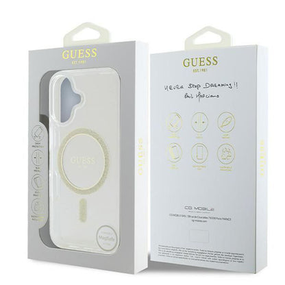 Husa MagSafe pentru Apple iPhone 16, Guess, IML Glitter Circle, Transparenta