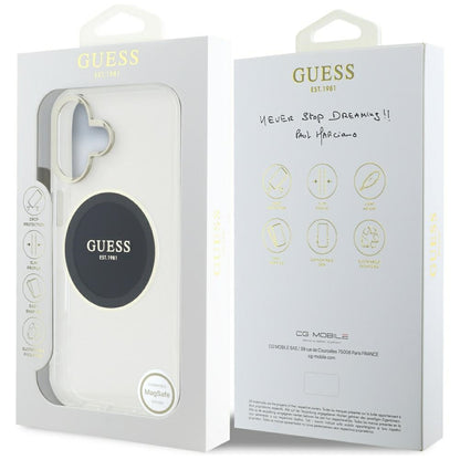 Husa MagSafe pentru Apple iPhone 16, Guess, IML Metal Colored Circle, Neagra