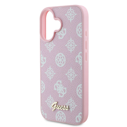 Husa MagSafe pentru Apple iPhone 16, Guess, Peony Script, Roz