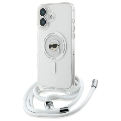 Husa MagSafe pentru Apple iPhone 16, Karl Lagerfeld, IML Crossbody Karl's Head, Transparenta