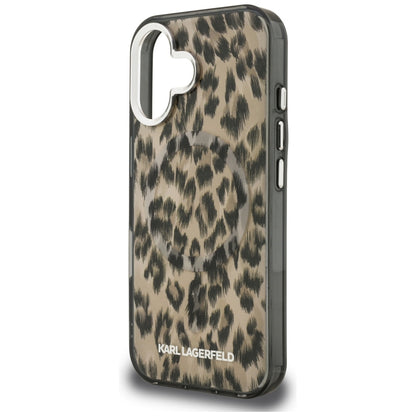 Husa MagSafe pentru Apple iPhone 16, Karl Lagerfeld, IML Leopard Pattern, Maro
