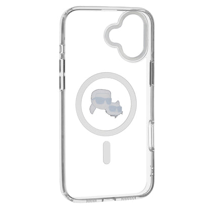 Husa MagSafe pentru Apple iPhone 16, Karl Lagerfeld, IML Metal Karl & Choupette's Heads, Alba