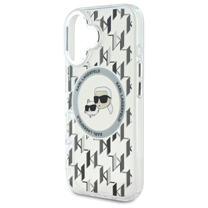 Husa MagSafe pentru Apple iPhone 16, Karl Lagerfeld, IML Monogram Karl & Choupette's Heads, Transparenta