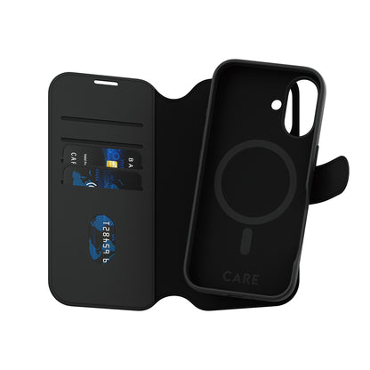 Husa MagSafe pentru Apple iPhone 16, PanzerGlass, Care Feature Tango Two-in-One, Neagra