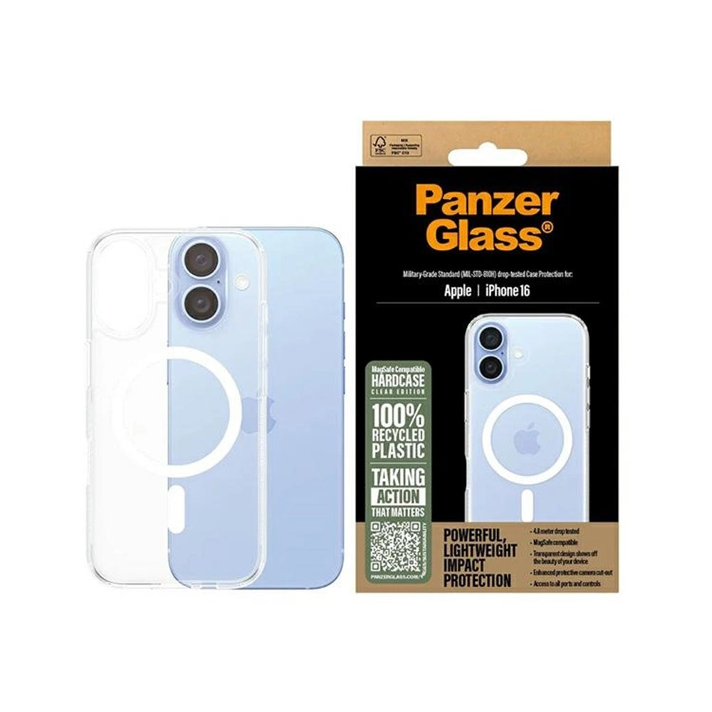 Husa MagSafe pentru Apple iPhone 16, PanzerGlass, HardCase, Transparenta Alba