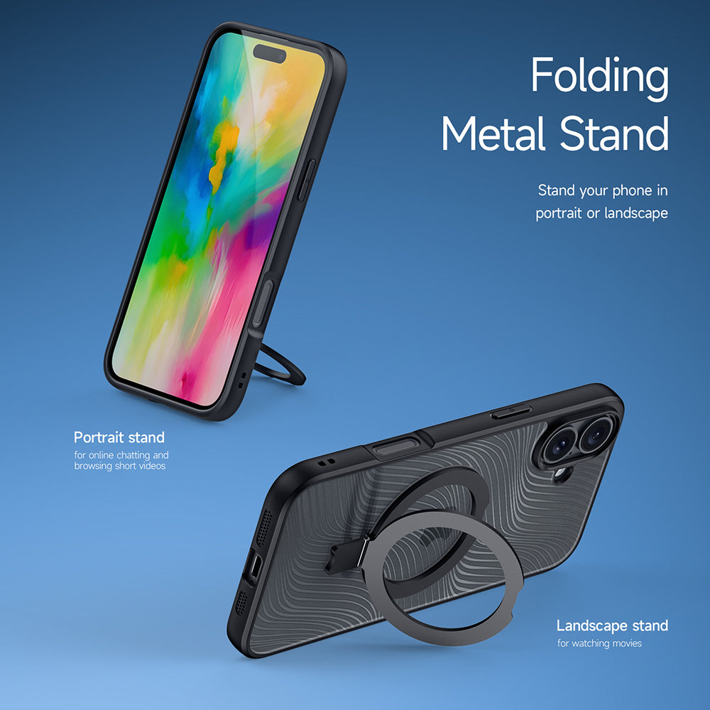 Husa MagSafe pentru Apple iPhone 16 Plus, DUX DUCIS, Aimo Stand, Neagra