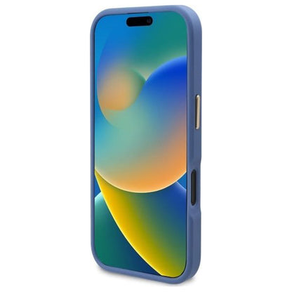 Husa MagSafe pentru Apple iPhone 16 Plus, Guess, 4G Logo Plate, Albastra