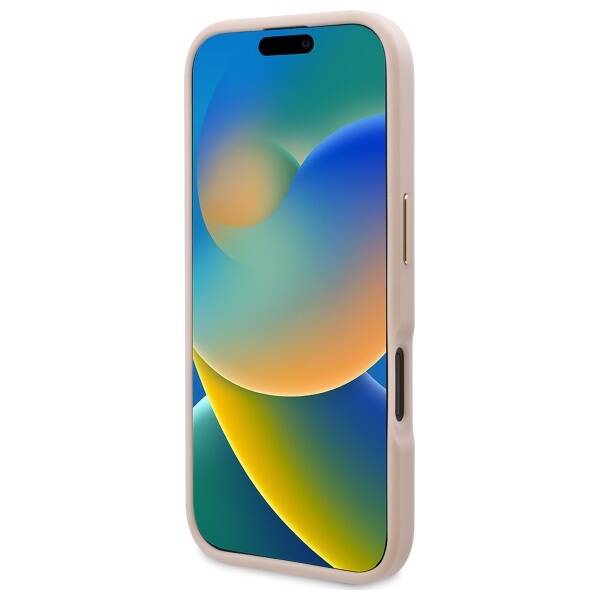 Husa MagSafe pentru Apple iPhone 16 Plus, Guess, 4G Logo Plate, Roz