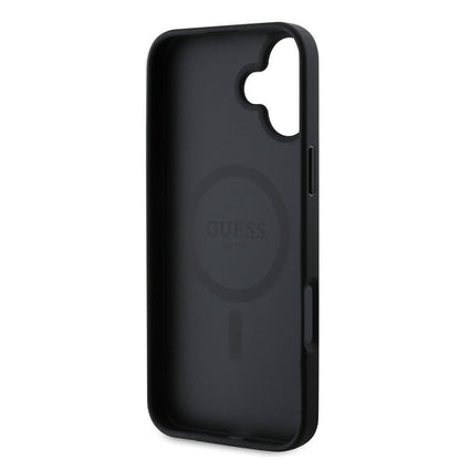 Husa MagSafe pentru Apple iPhone 16 Plus, Guess, 4G Printed Stripes, Neagra