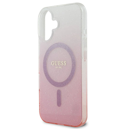 Husa MagSafe pentru Apple iPhone 16 Plus, Guess, IML Glitter Gradient, Maro