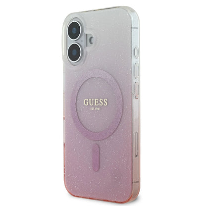 Husa MagSafe pentru Apple iPhone 16 Plus, Guess, IML Glitter Gradient, Roz
