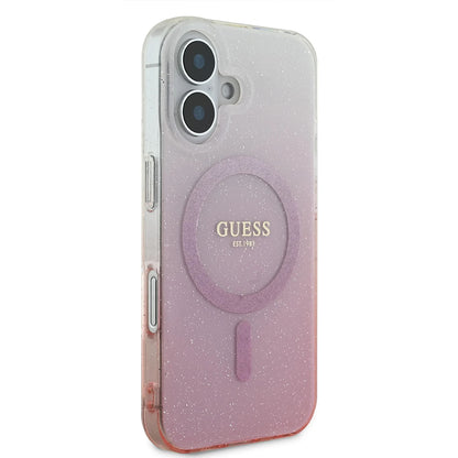 Husa MagSafe pentru Apple iPhone 16 Plus, Guess, IML Glitter Gradient, Roz