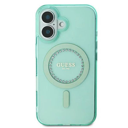 Husa MagSafe pentru Apple iPhone 16 Plus, Guess, IML Rhinestone, Verde