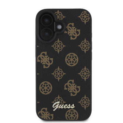Husa MagSafe pentru Apple iPhone 16 Plus, Guess, Peony Script, Neagra