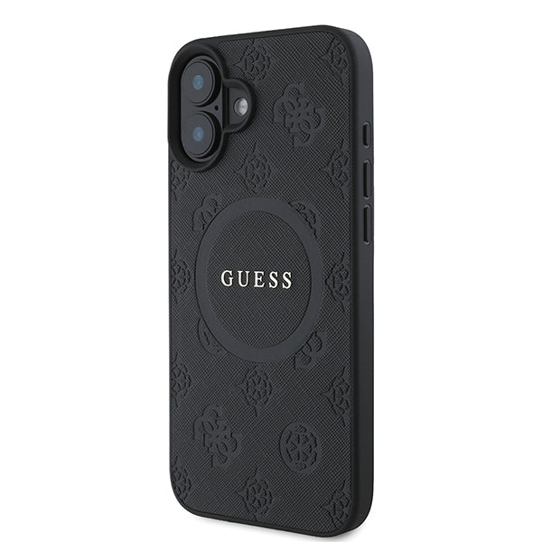 Husa MagSafe pentru Apple iPhone 16 Plus, Guess, Saffiano Peony Classic Logo, Roz
