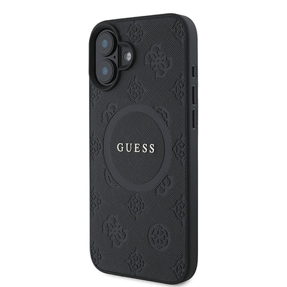 Husa MagSafe pentru Apple iPhone 16 Plus, Guess, Saffiano Peony Classic Logo, Roz