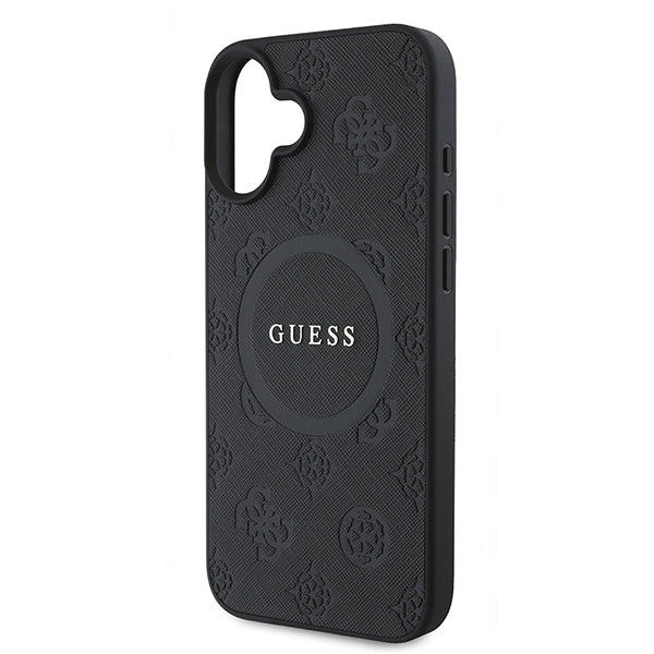 Husa MagSafe pentru Apple iPhone 16 Plus, Guess, Saffiano Peony Classic Logo, Roz