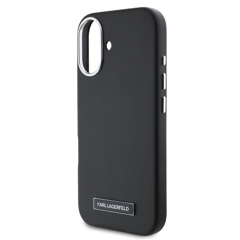 Husa MagSafe pentru Apple iPhone 16 Plus, Karl Lagerfeld, FW Metal Plate, Neagra