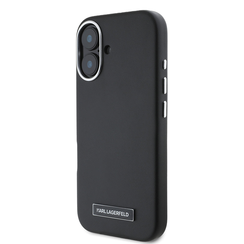 Husa MagSafe pentru Apple iPhone 16 Plus, Karl Lagerfeld, FW Metal Plate, Neagra