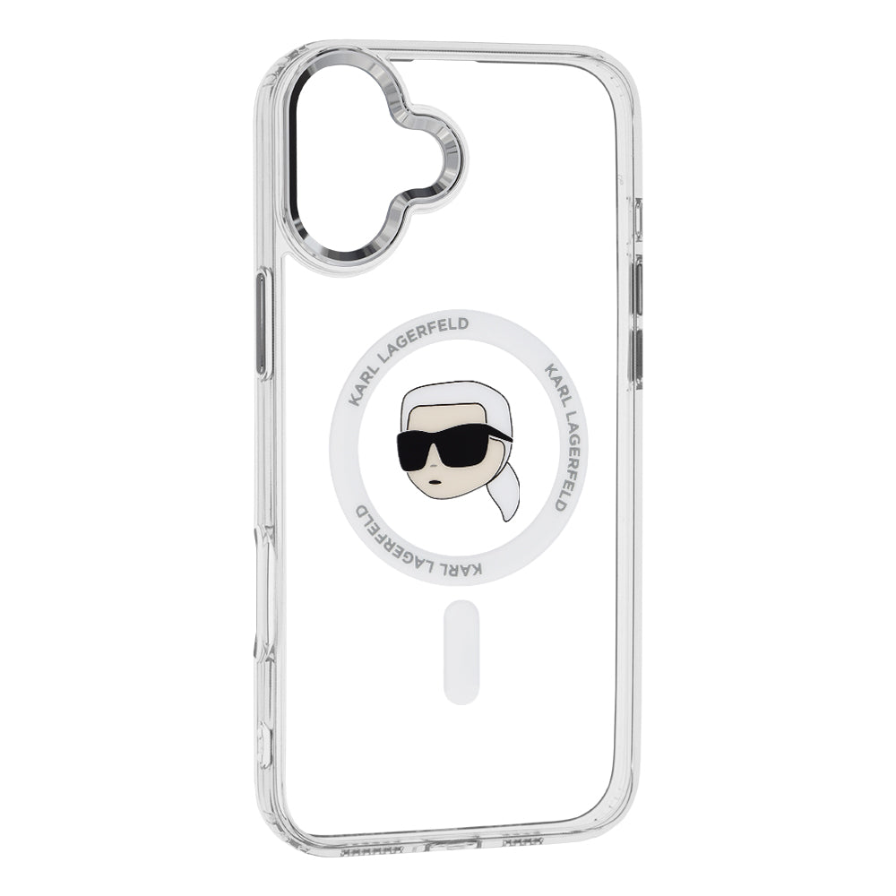 Husa MagSafe pentru Apple iPhone 16 Plus, Karl Lagerfeld, IML Karl's Head, Alba
