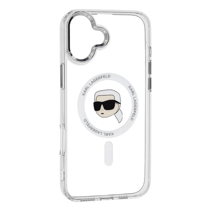 Husa MagSafe pentru Apple iPhone 16 Plus, Karl Lagerfeld, IML Karl's Head, Alba