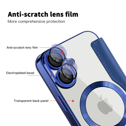 Husa MagSafe pentru Apple iPhone 16 Plus, Techsuit, SmartMag Book, Albastra