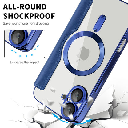 Husa MagSafe pentru Apple iPhone 16 Plus, Techsuit, SmartMag Book, Albastra