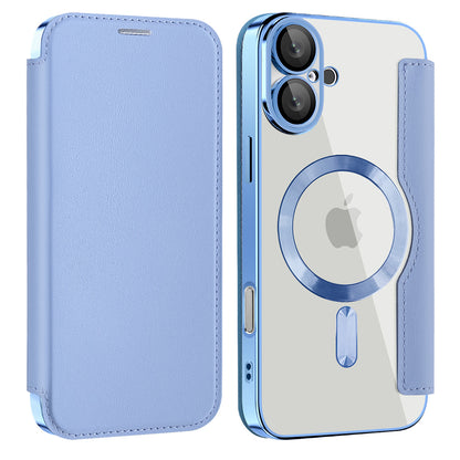 Husa MagSafe pentru Apple iPhone 16 Plus, Techsuit, SmartMag Book, Bleu