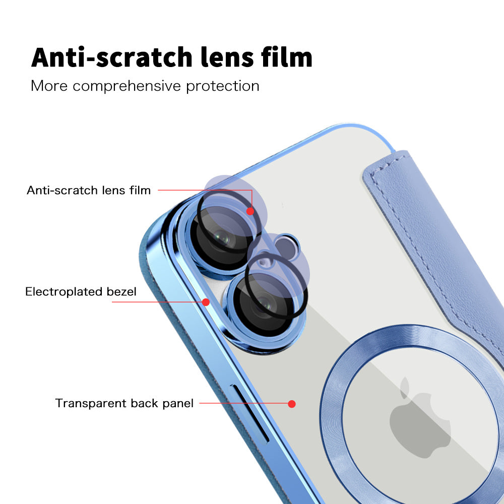 Husa MagSafe pentru Apple iPhone 16 Plus, Techsuit, SmartMag Book, Bleu