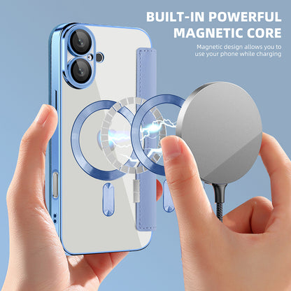 Husa MagSafe pentru Apple iPhone 16 Plus, Techsuit, SmartMag Book, Bleu
