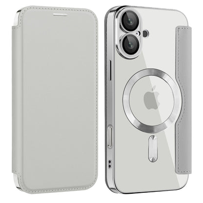Husa MagSafe pentru Apple iPhone 16 Plus, Techsuit, SmartMag Book, Gri