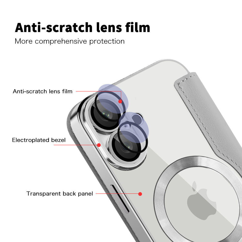 Husa MagSafe pentru Apple iPhone 16 Plus, Techsuit, SmartMag Book, Gri