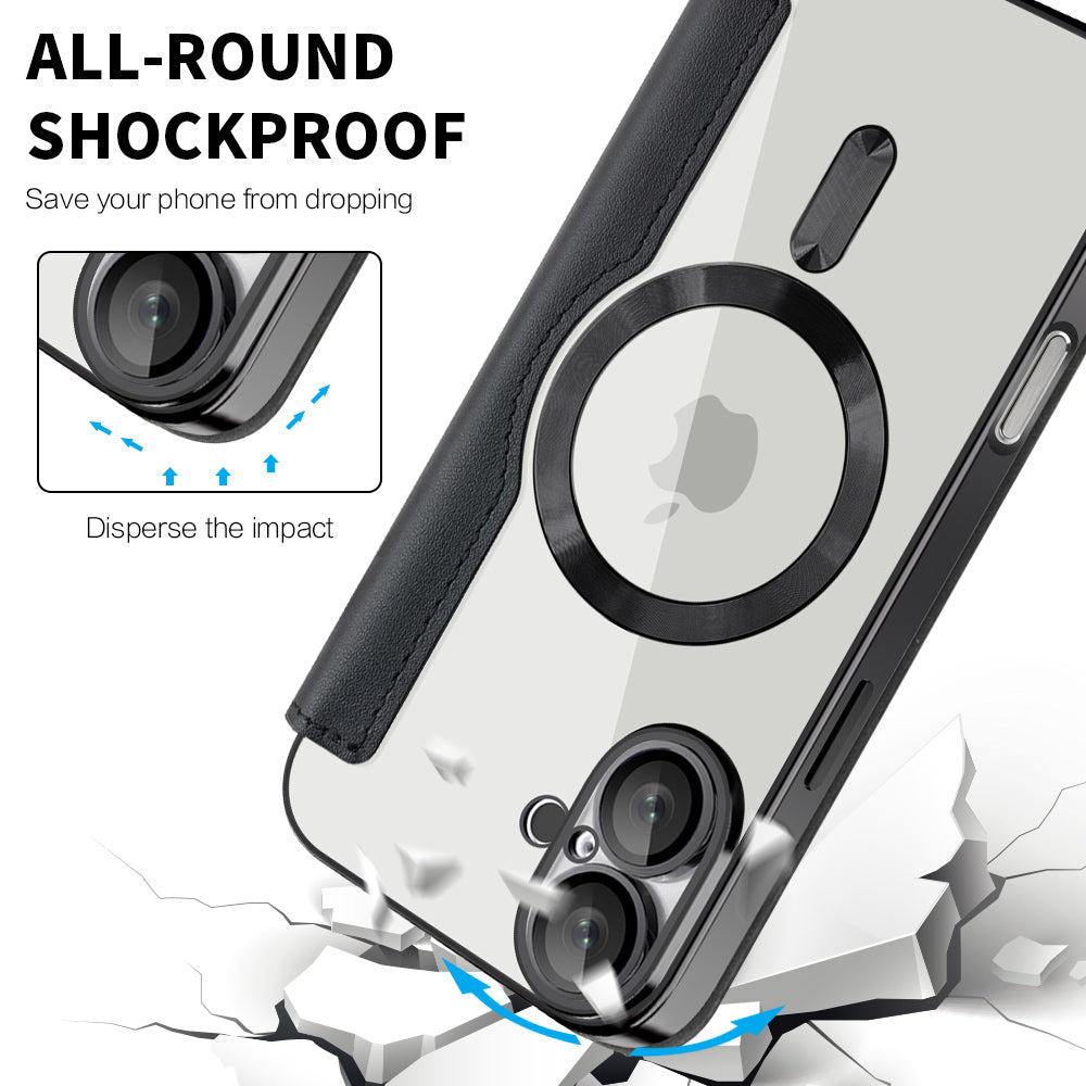 Husa MagSafe pentru Apple iPhone 16 Plus, Techsuit, SmartMag Book, Neagra