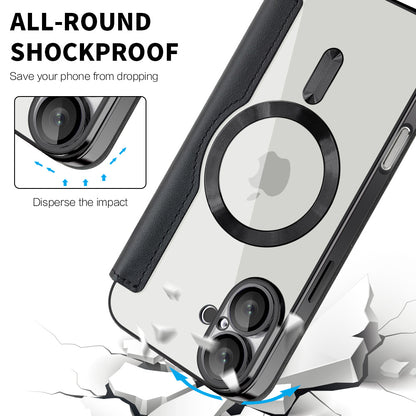Husa MagSafe pentru Apple iPhone 16 Plus, Techsuit, SmartMag Book, Neagra