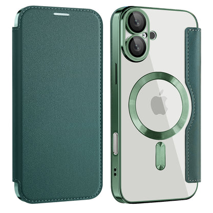 Husa MagSafe pentru Apple iPhone 16 Plus, Techsuit, SmartMag Book, Verde