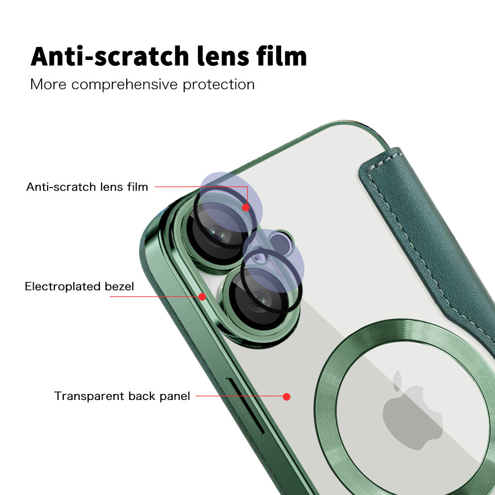 Husa MagSafe pentru Apple iPhone 16 Plus, Techsuit, SmartMag Book, Verde