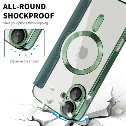 Husa MagSafe pentru Apple iPhone 16 Plus, Techsuit, SmartMag Book, Verde